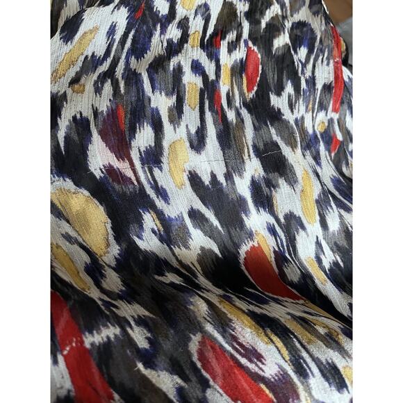 Isabel Marant Blouse Pilay Multi Printed Silk Sheer SZ 36/ US SM Long Sleeve Top - Picture 8 of 15